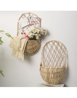 Handmade wicker flower basket imitation rattan organizer hanging rattan flower pot home gardening flower basket creative decorative ornaments