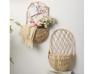 Handmade wicker flower basket imitation rattan organizer hanging rattan flower pot home gardening flower basket creative decorative ornaments