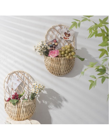 Handmade wicker flower basket imitation rattan organizer hanging rattan flower pot home gardening flower basket creative decorative ornaments