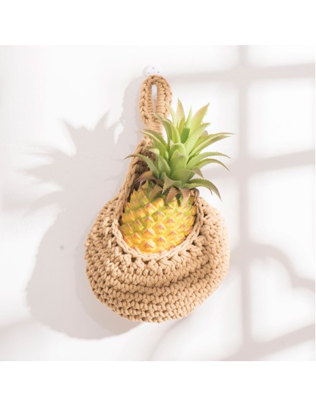 Wall Mounted Storage Basket Hand Woven Flower Basket Vegetable Storage Basket Mesh Pocket Kitchen Wall Mounted Basket