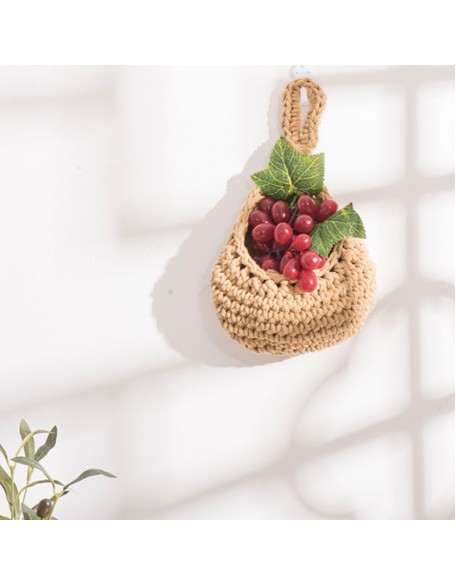 Wall Mounted Storage Basket Hand Woven Flower Basket Vegetable Storage Basket Mesh Pocket Kitchen Wall Mounted Basket