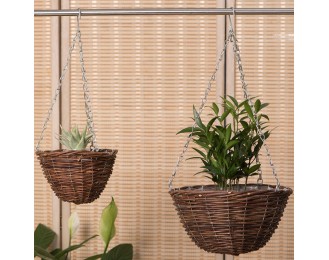 Rustic Style Willow Hanging Flower Basket Hand Woven Red Willow Hanging Basket Balcony Garden