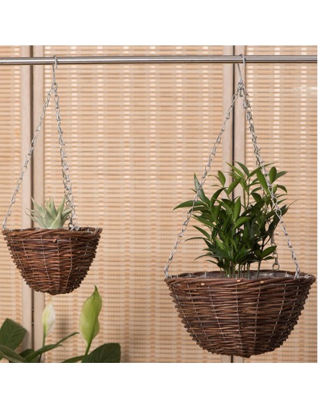 Rustic Style Willow Hanging Flower Basket Hand Woven Red Willow Hanging Basket Balcony Garden